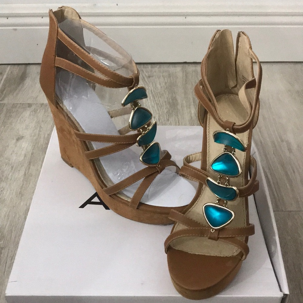 Brown with Teal Accent Wedges